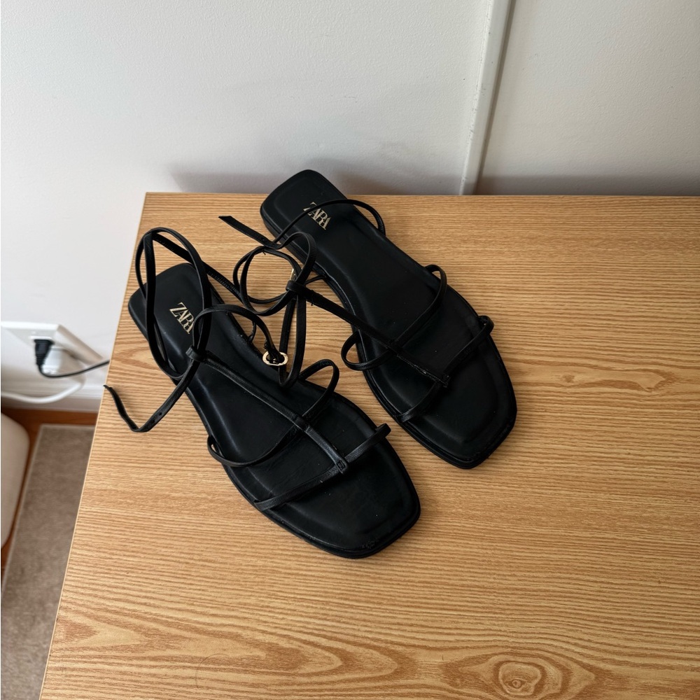 Zara black cage sandal